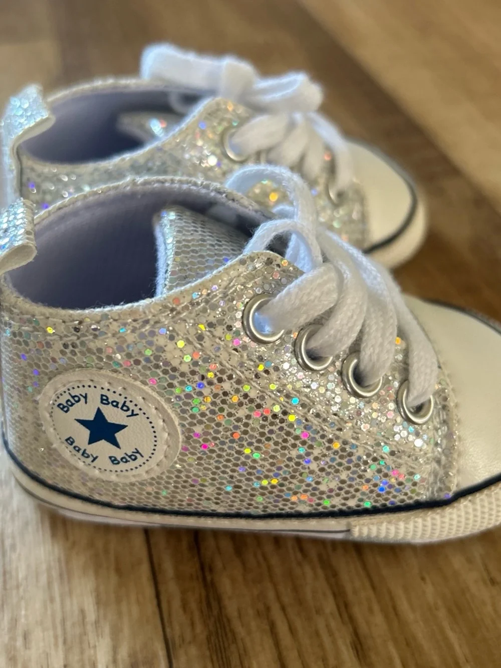 Baby Baby silver glitter sneakers-  size 1 (0-3 months)